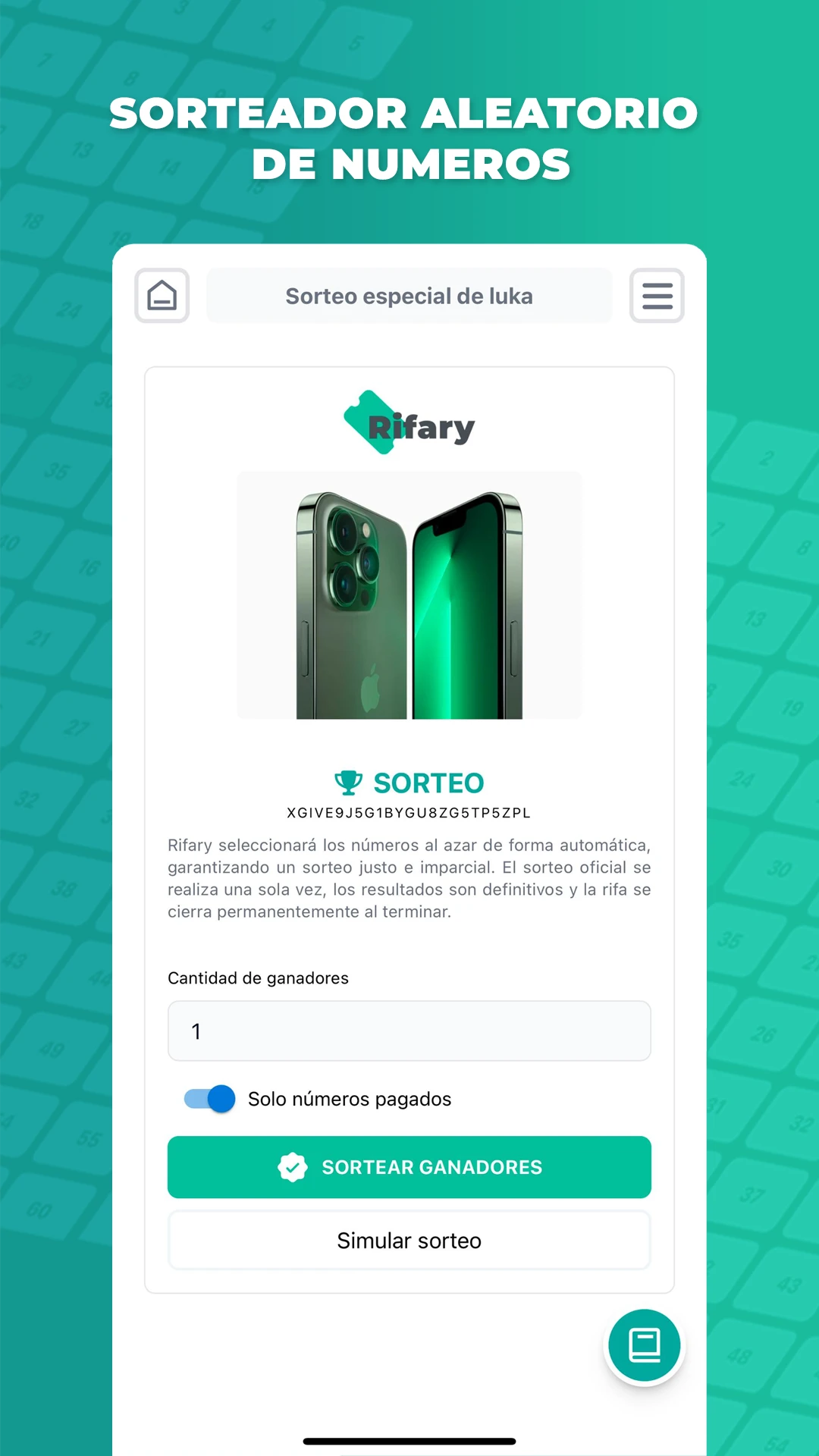 Sorteo automático de números